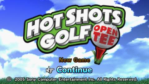 Hot Shots Golf Open Tee title screen for PSP